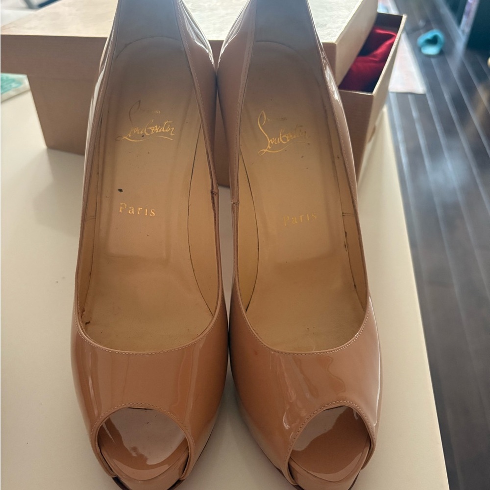 Christian Louboutin Nude Peep Toe Heels